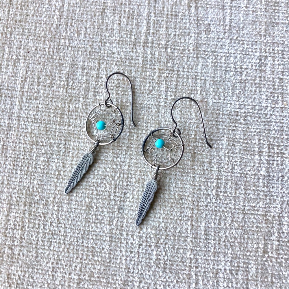 Sterling & turquoise dreamcatcher earrings